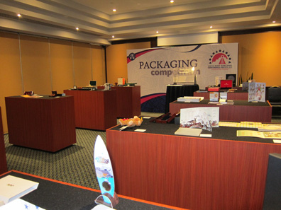 A view inside the floor where the participants of the Packaging Competition were exhibiting. Photograph: UK.