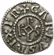 Charlemagne (768-814). Silver denier, minted at Bourges. © The Fitzwilliam Museum, Cambridge.