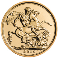 The Royal Mint's 2014 bullion Sovereign coin.