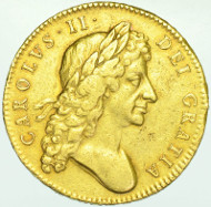 CHARLES II, 1679, FIVE GUINEAS, SECOND BUST.