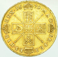 CHARLES II, 1679, FIVE GUINEAS, SECOND BUST.