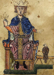 Frederick II with his falcon. From his book