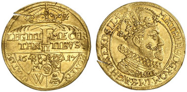 Breslau. Ducat 1617 on Archduke Ferdinand being crowned Bohemian king. From auction sale Künker 171 (2010), 5684.