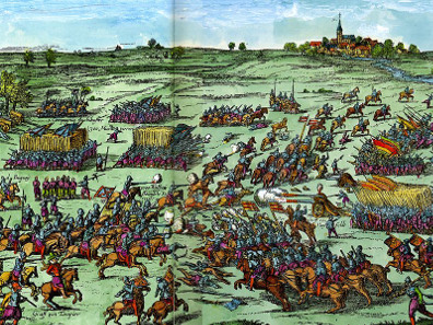 Abraham Hogenberg, Battle of Sablat, 1619. Hogenbergsche Geschichtsblätter, around 1630. Source: Wikicommons.