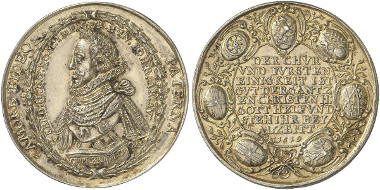 Frankfurt. Medal on Ferdinand II being elected German emperor. Förschner 48. From auction sale Künker 242 (2013), 3508.