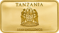 Tanzania / 1500 Shillings / 2014 / Gold .9999 / 0.5 g / 8.5 x 15 mm / Proof / 5000 pieces.
