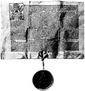 Letter of indulgence, issued in the name of Leo X, 1515. Source: Wikicommons.