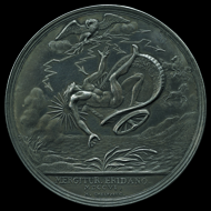 Medal with the Duke of Savoy as Jupiter in the form of an eagle, striking down Phaethon with a thunderbolt. Made by Jan Smeltzing, Netherlands, 1706. © The Trustees of the British Museum.
