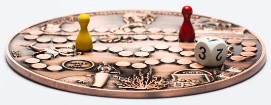 Unheard-of: The Treasure Game Coin serves as game board for an exciting treasure hunt.