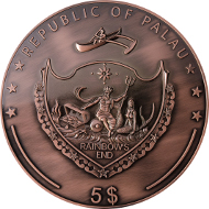 Palau / 2015 / 5 Dollars / Copper-Zinc-Alloy / 680 g / 180 mm / Antique-Finish.