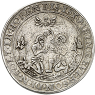 Lot 420: POPKEN COLLECTION. Magdeburg. Thick double thaler n. d. (1549) on the Augsburg Interim. Probably unique specimen. Very fine. Estimate: 4,000,- euros. Hammer price: 11,000,- euros.