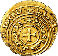 Nr. 3035: FRANCE. Louis IX, 1245-1270. Dinar n. d. (1251/1254), Akko. Imitation of an Arab dinar. Extremely fine. Estimate: 2,000,- euros. Hammer price: 6,000,- euros.