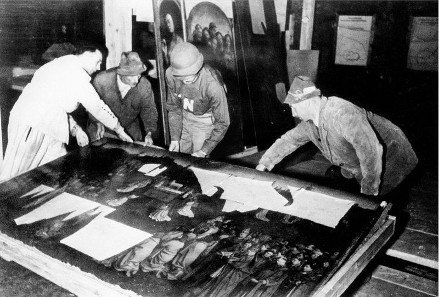 The Ghent Altarpiece recovered from the Altaussee salt mine at the end of World War II.