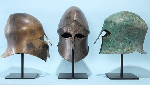 Three Corinthian helmets.