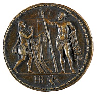 Medal on Hercules featuring Deianeira handing over the poisoned robe to the hero, specimen from the collection of Ludovic Demoulin de Rochefort (1515-1582) integrated in the Amerbach Cabinet, Basel Historical Museum (HMB) inv. 1905.744.