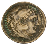 Medal on Alexander the Great as Hercules copying a Macedonian tetradrachm, yet exhibiting further motifs of Hercules on the reverse, including the club and the apples of the Hesperides, HBM inv. 2009.180.1.