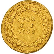 501855: Claudius, Aureus, Rome, AU(50-53), Gold, RIC:40. General circulation marks, otherwise good very fine. 15,000 EUR.