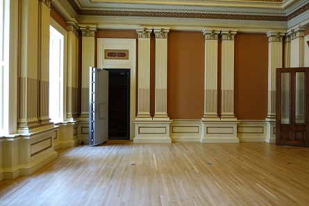The former reception office, freshly restored. Photograph: UK.