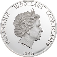 Cook Islands / 10 Dollars / Silver .999 / 2 oz / 38.61mm / Mintage: 999.
