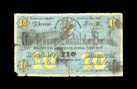Hand drawn counterfeit Swedish banknote, Sweden, 1868 © Trustees of the British Museum.