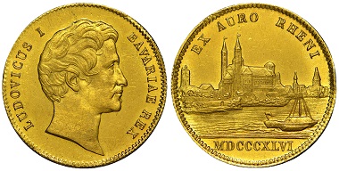 1037792: German States. Bavaria. Ludwig I. Ducat.