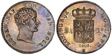 1038296: Netherlands. Lodewijk Napoleon. 2-1/2 Gulden.
