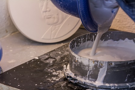 This workpiece can't be bought. The engraver has to cast it from plaster himself. Photo: State Mints of Baden-Württemberg.