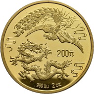 Lot 2100: China. 200 Yuan 1989. Dragon and Phoenix. Proof. Estimate: CHF 6,500. Hammer Price: CHF 105,000.