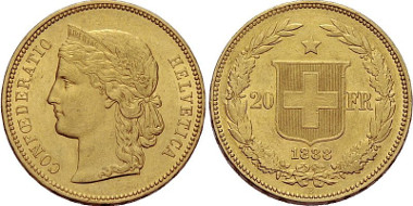 20 francs 1888. From the auction Sincona 1 (2011), 2069.