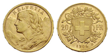 And finally the Vreneli. From the auction Sincona 13 (2013), 2924.