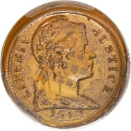 1942 1C Experimental Glass Cent, Judd-2069, RB 42-70, R.8, PR64 PCGS. Manufactured by the Blue Ridge Glass Company of Kingsport, Tennessee.