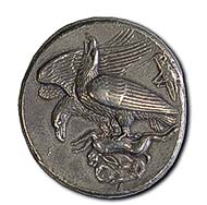 One of the highlights of the Staatliche Münzsammlung Munich is the famous dekadrachm made in the Greek city of Akragas around 425 B. C.
