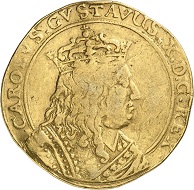 Lot 1034: Ottar Ertzeid Coll. Swedish possessions. Elbing. Charles X. 10 ducats 1658. 4th known specimen. Almost very fine. Estimate: 25,000,- euros. Hammer price: 48,000,- euros.