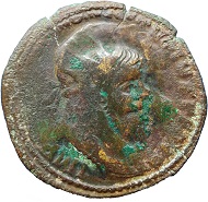 Overstrike: Postumus on Trajan. Photo: © Coin Cabinet of the Royal Library of Belgium.