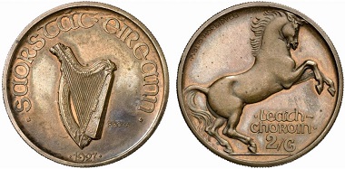 Copper pattern for 1/2 crown 1927. From Künker sale 183 (2011), No. 1750.