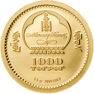 Mongolia / 1000 Togrog / Gold .9999 / 0.5 g / 11 mm / Mintage: 15,000.