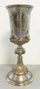Partially gilded shooting cup of the Cantonal Shooting Festival in Solothurn in 1882.