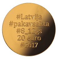 Latvia / 20 Euros / Gold .9999 / 6g / 21mm / Design: Inguna Elere (graphic design) and Solvita Rulle (plaster model) / Mintage: 4000.