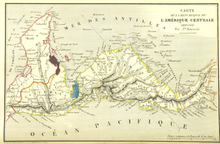 Historical map with the Republic of Central America, ca. 1840.