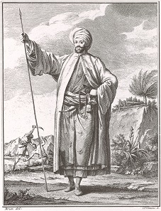 Portrait of Carsten Niebuhr wearing the local dress.