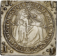 Lot 3415: Transylvania. Stephen Bocskai, 1604-1606. 1 1/2 taler klippe 1605, Nagybanya. Very rare. Old gilding, otherwise extremely fine. Estimate: 4,000,- euros. Hammer price: 65,000,- euros.