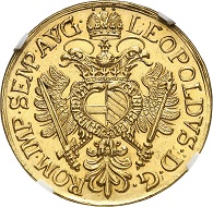 Lot 2594: Regensburg, city. 4 ducats 1664. Very rare. Graded NGC MS63. Extremely fine to FDC. Estimate: 20,000,- euros. Hammer price: 32,000,- euros.