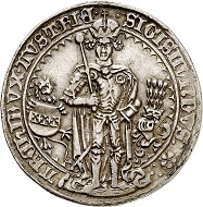 Lot 2978: Holy Roman Empire. Archduke Sigismund, 1439-1490. Guldiner 1486, Hall. Very rare. Extremely fine. Estimate: 10,000,- euros. Hammer price: 19,000,- euros.
