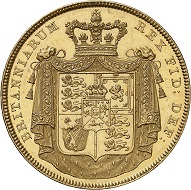Lot 3231: Great Britain. George IV, 1820-1830. 5 pounds 1826, London. Only 150 specimens struck. From polished dies. Extremely fine / Extremely fine to FDC. Estimate: 25,000,- euros. Hammer price: 30,000,- euros.