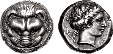 Lot 327: Bruttium, Rhegion. Tetradrachm, circa 415/0-387 BC. Ex Eddé and Gillet Collections. Sold for $90,000.