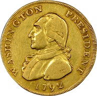 This 1792 Gold Eagle was probably presented to George Washington and carried by him as a pocket piece. Photo: Numismatic Guaranty Corporation.
