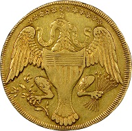 This 1792 Gold Eagle was probably presented to George Washington and carried by him as a pocket piece. Photo: Numismatic Guaranty Corporation.