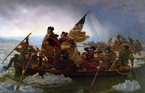 Crossing the Delaware (by Emanuel Leutze, 1851) shows George Washington as man of action who contributed enormously to the foundation of the United States.