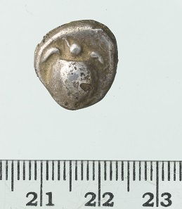 Aegina sea turtle, 600-550 BC. The coin is the only one of Greek origin in the Scotney Castle collection. © MOLA.