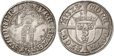 Gustav Wasa holding the title of regent. 1/2 gyllen 1523, Stockholm. From Künker auction 285 (2017), no. 115.